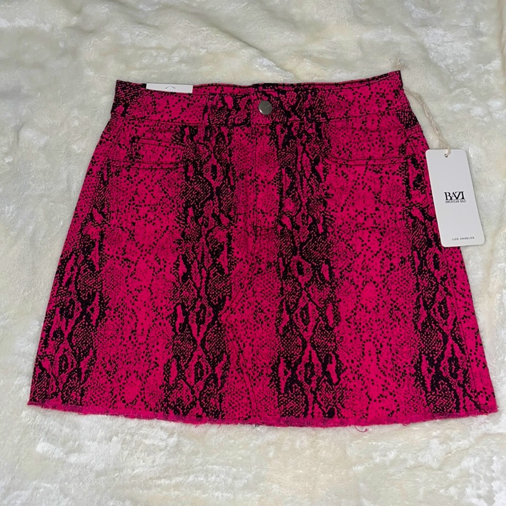 Hot Pink and Black Snake Print Mini Skirt NWT, Size Med